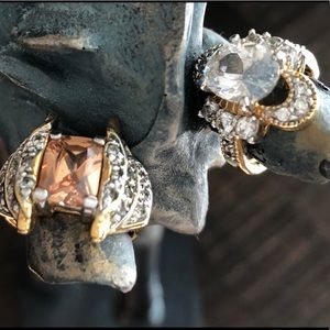 Size 4 Antique Goldstone crystal Petite rings.